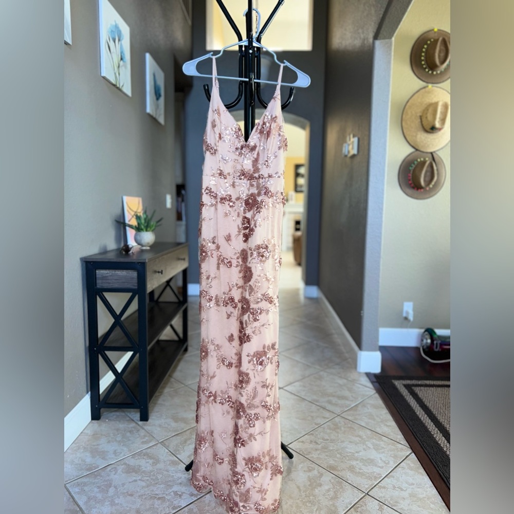 Rose Gold Sequin Mermaid Maxi Dress